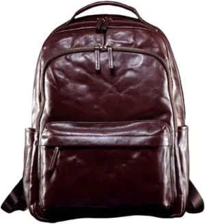 Mens Laptop Bags Backpacks Genuine Leather Travel Bags Casual Daypack Briefcases Computers Bags(Brown)