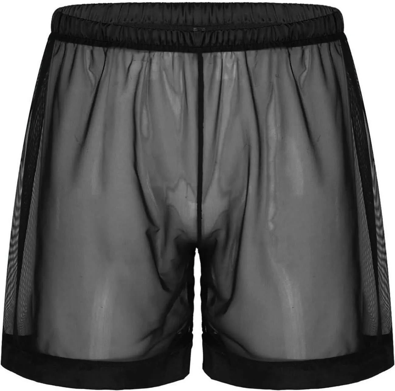 Mens Sexy Boxer Briefs Mesh Breathable Underpants Mens Mesh Shorts See Through With Large Split Mesh Pants