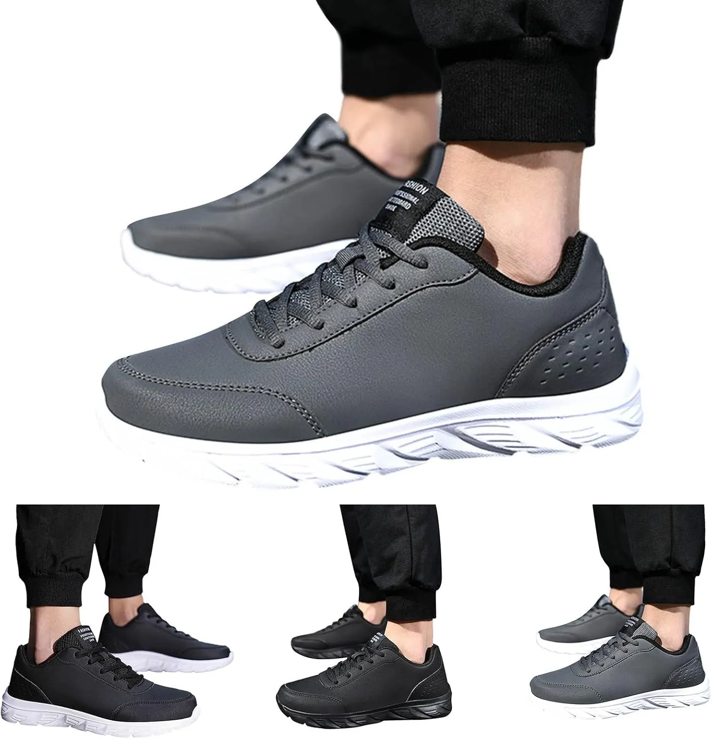 Mens Shoes Large Size Casual Leather Laace Up Casual Fashion Simple Shoes Running Work Sneaker Boots for Men