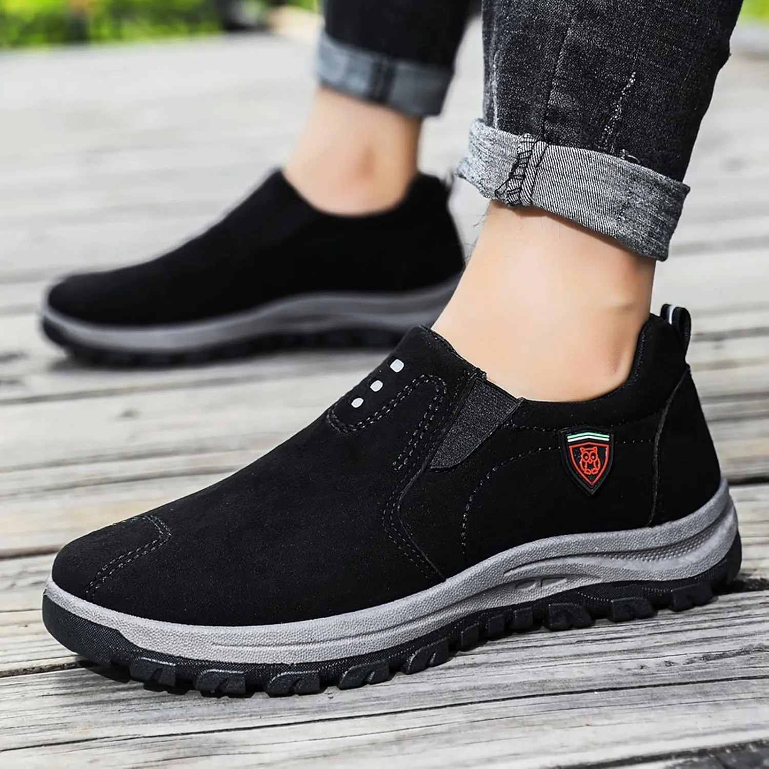 Mens Slip On Sneakers Suede Orthopedic Walking Shoes Non Slip Casual High Top Sneaker Comfortable Lightweight Breathable Running Shoes