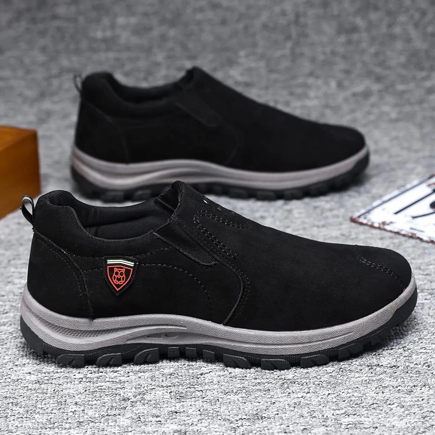 Mens Slip On Sneakers Suede Orthopedic Walking Shoes Non Slip Casual High Top Sneaker Comfortable Lightweight Breathable Running Shoes