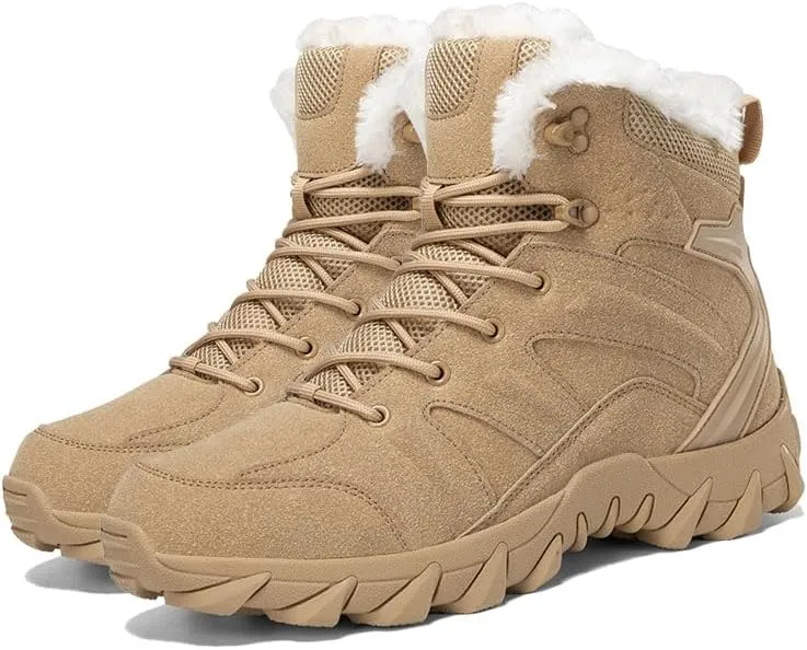 Mens Snow Boots Insulated Fur Liner Winter Warm Hiking Shoes Walking Sneaker ankle boots