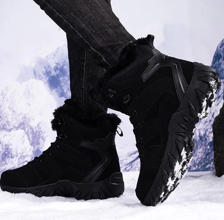Mens Snow Boots Insulated Fur Liner Winter Warm Hiking Shoes Walking Sneaker ankle boots