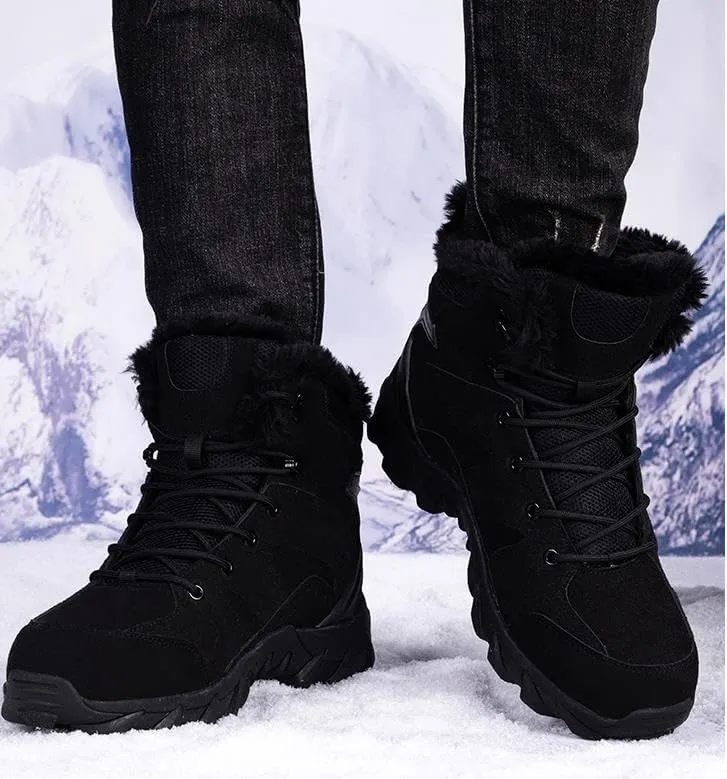Mens Snow Boots Insulated Fur Liner Winter Warm Hiking Shoes Walking Sneaker ankle boots