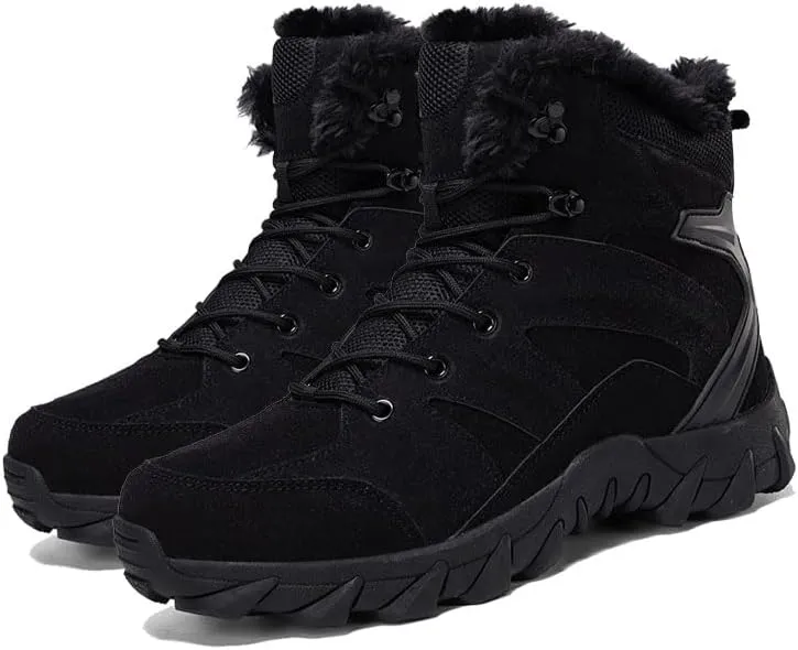 Mens Snow Boots Insulated Fur Liner Winter Warm Hiking Shoes Walking Sneaker ankle boots