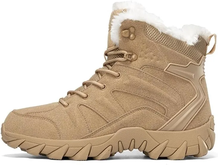 Mens Snow Boots Insulated Fur Liner Winter Warm Hiking Shoes Walking Sneaker