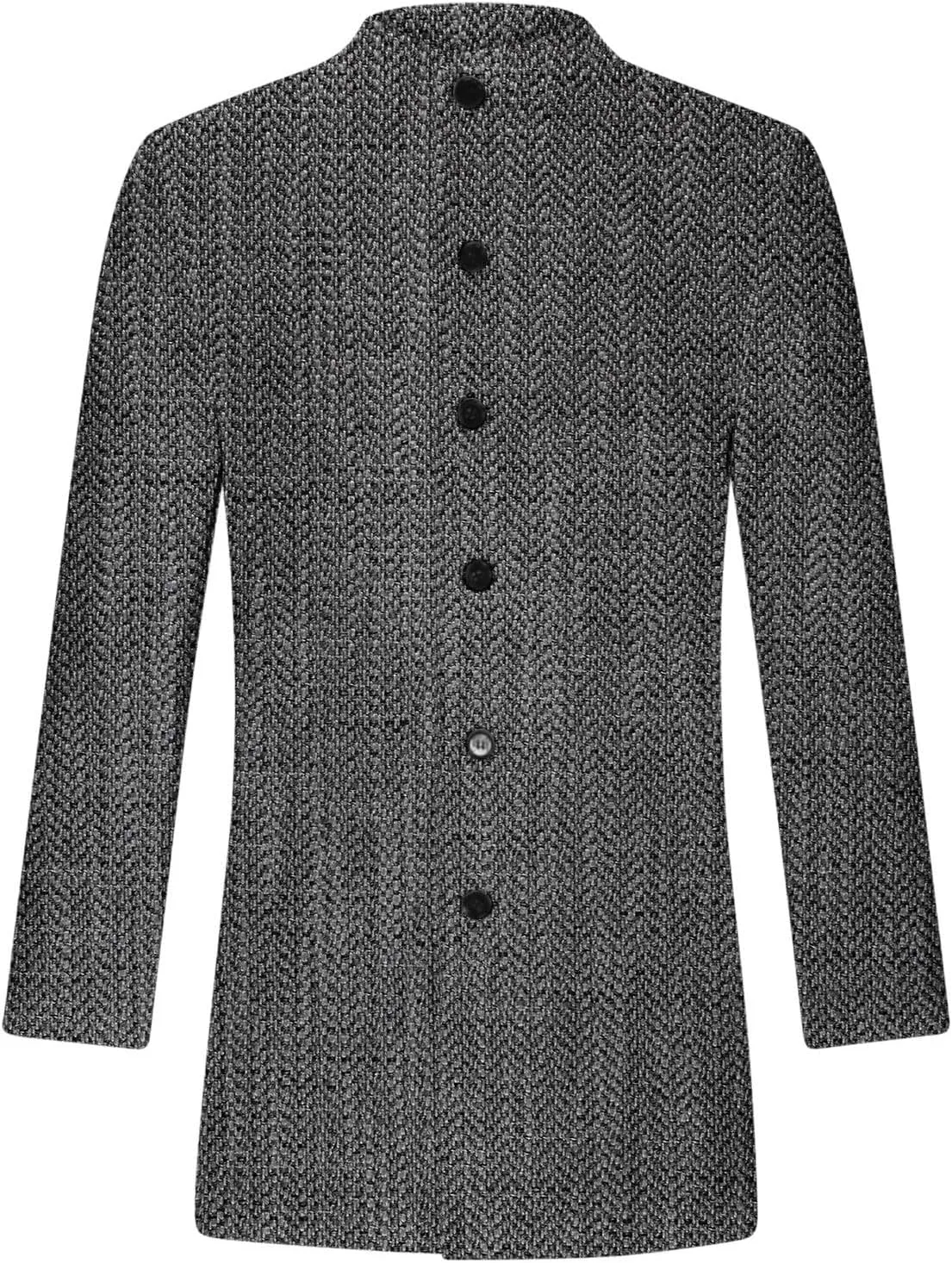 Mens Trench Coat Classic Printed Pea Coat Winter Long Single Breasted Classic Stylish Business Cardigan Overcoat