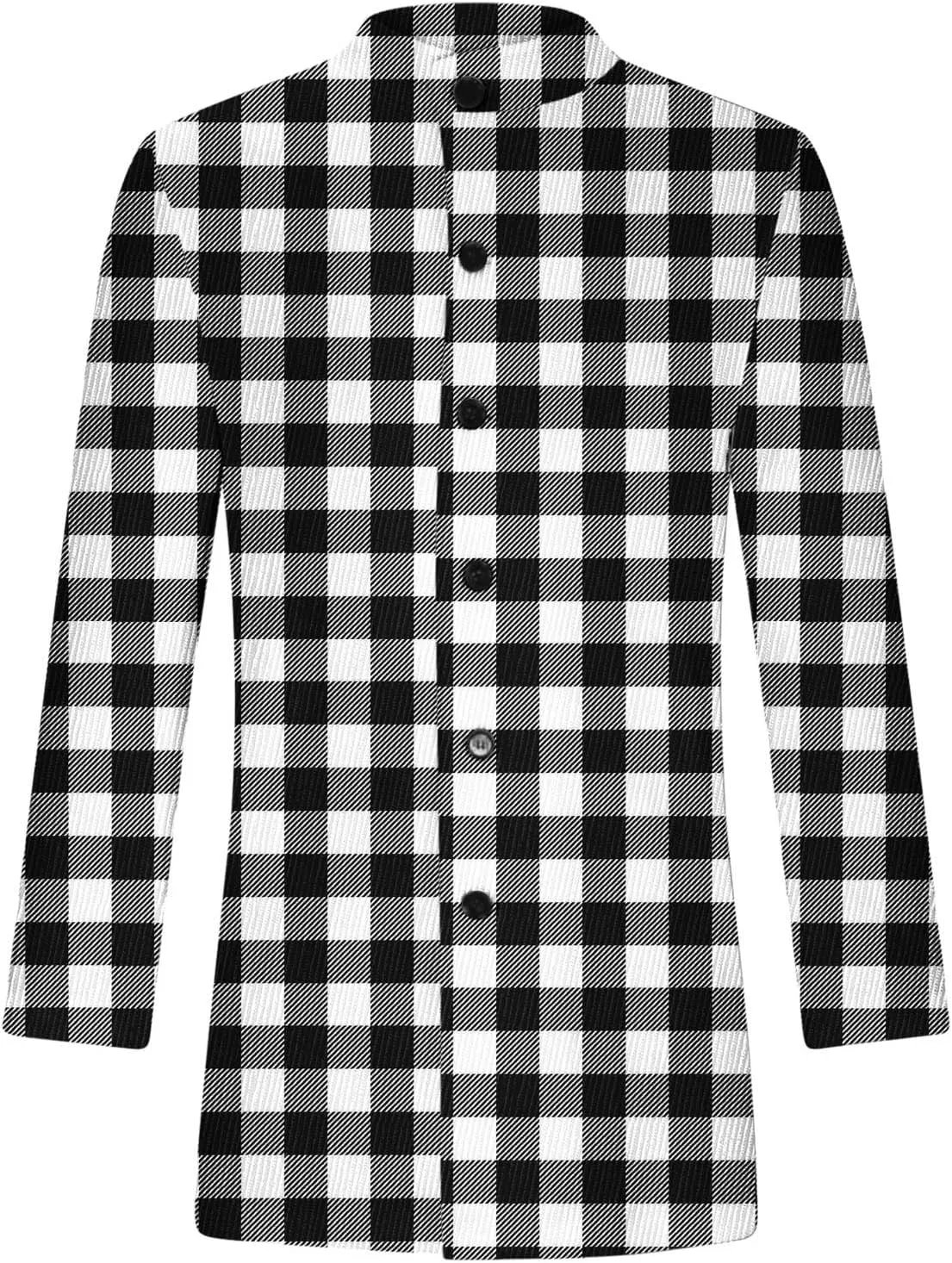 Mens Trench Coat Slim Fit Stand Collar Winter Single Breasted Pea Coats vintage Classic Plaid Warm Soft Overcoat