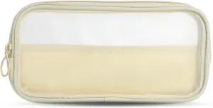 Mesh Makeup Bag, Small Makeup Pouch with Zipper Mesh Cosmetic Bags Portable Clear Mesh Zipper Pouch Travel Toiletry Pouch for Home Office Travel Accessories Organizer (Beige)