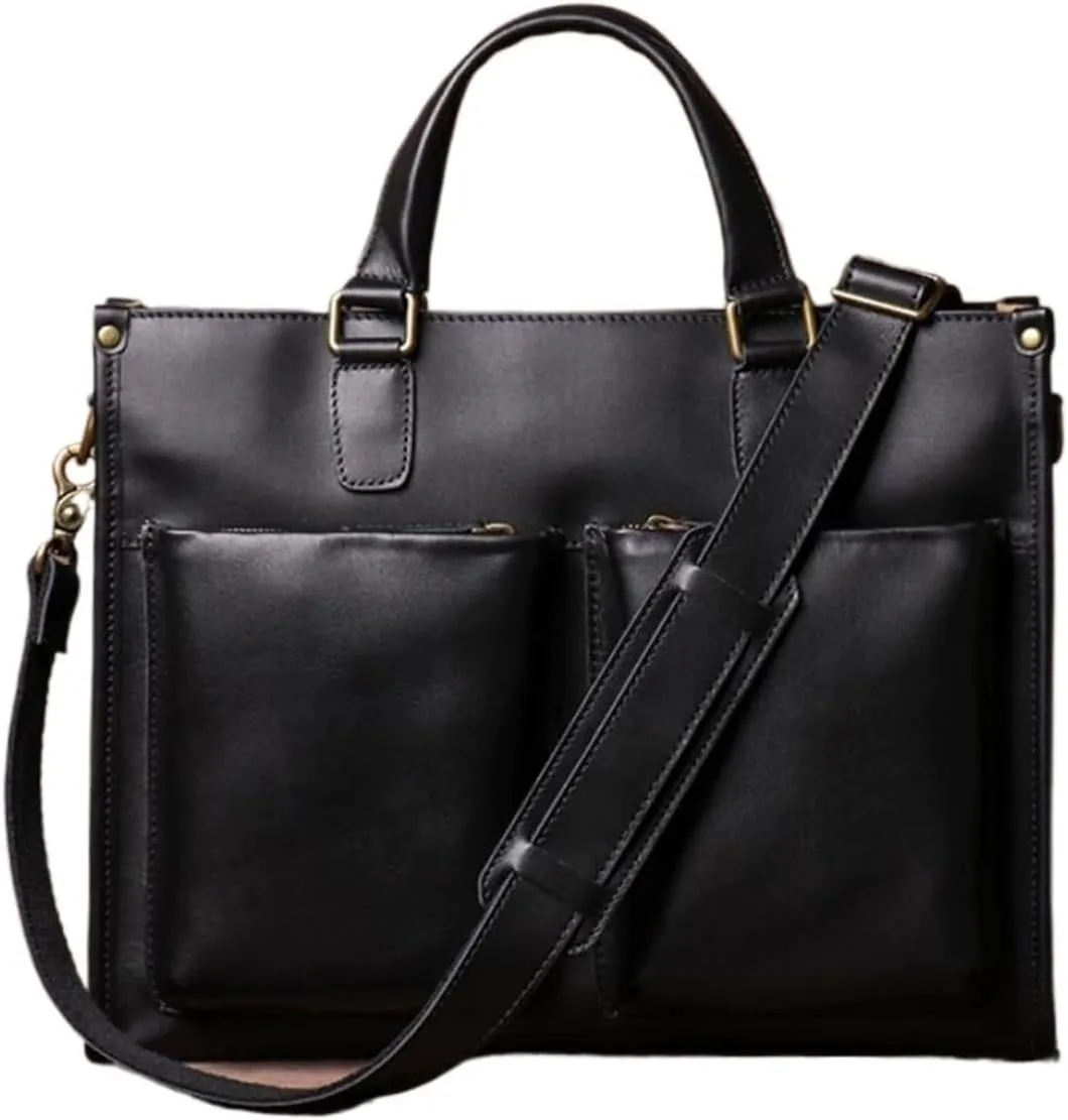 Messenger Shoulder Bags Mens Genuine Leather Laptop Bags Handbags Crossbody Bags Business Briefcases 15Inch