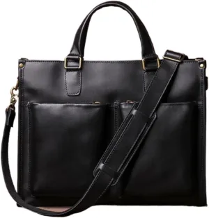 Messenger Shoulder Bags Mens Genuine Leather Laptop Bags Handbags Crossbody Bags Business Briefcases 15Inch