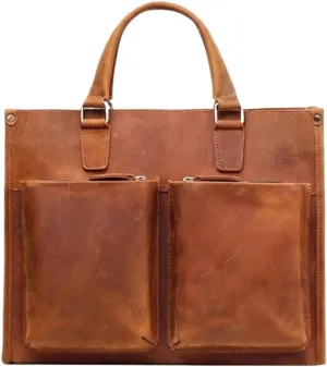 Messenger Shoulder Bags Mens Genuine Leather Laptop Bags Handbags Crossbody Bags Business Briefcases 15Inch