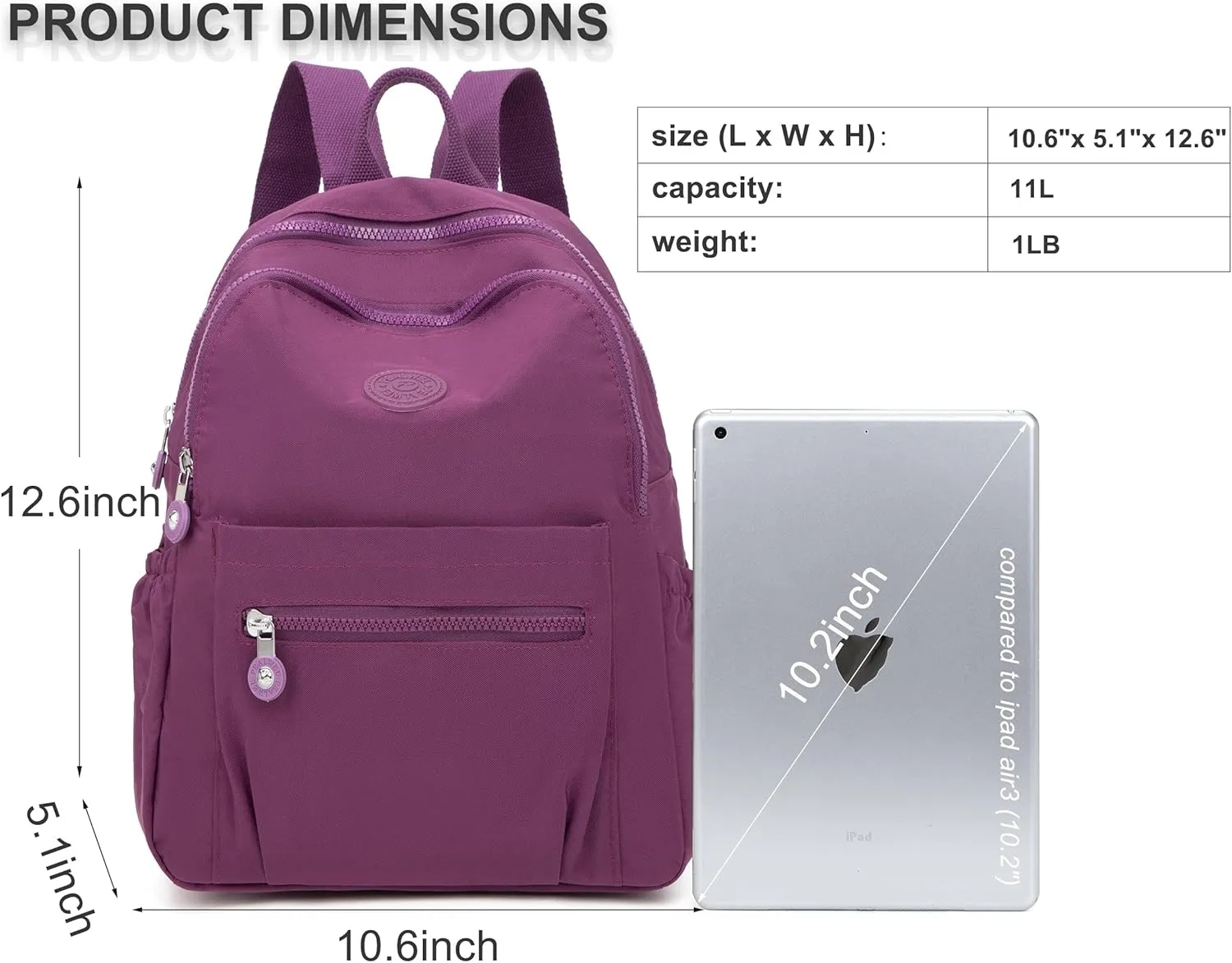 Mini Backpack Purse for Women,Small Nylon backpacks for Ladies Backpacks Women Anti Theft Travel Bag (Purple)