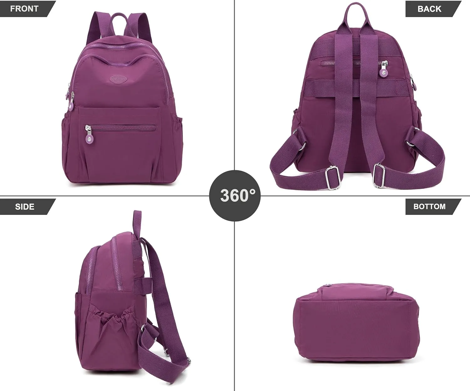 Mini Backpack Purse for Women,Small Nylon backpacks for Ladies Backpacks Women Anti Theft Travel Bag (Purple)