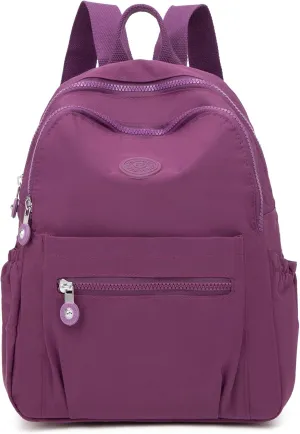 Mini Backpack Purse for Women,Small Nylon backpacks for Ladies Backpacks Women Anti Theft Travel Bag (Purple)