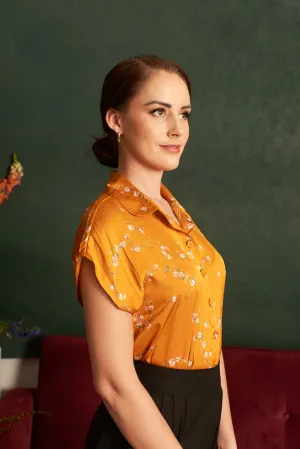 Minki Mustard & Cherry Floral Blouse