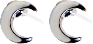 Miyabi Grace Women's Elegant Silver Crescent Moon Resin Plastic Post Earrings Hypoallergenic For Sensitive Ears