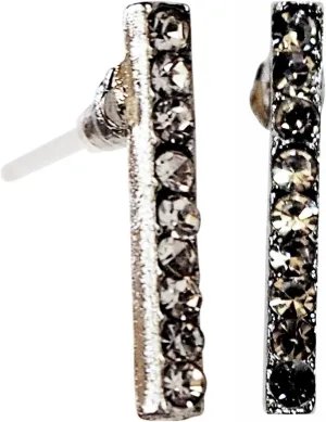 Miyabi Grace Women's Elegant Silver Crystal Bar Resin Plastic Post Earrings Hypoallergenic For Sensitive Ears