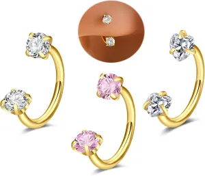 MODRSA Gold Nose Hoops 18 Gauge Horseshoe Nose Ring Hoop 18G Half Hoop Earring Hoops for Women 3pcs Daith Earring Gold Tragus Helix Piercing Jewelry Septum Ring