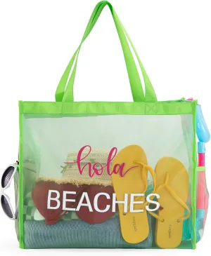 Montana West Large Mesh Beach Tote Bag Net Mesh Pool Bag with Two Pockets