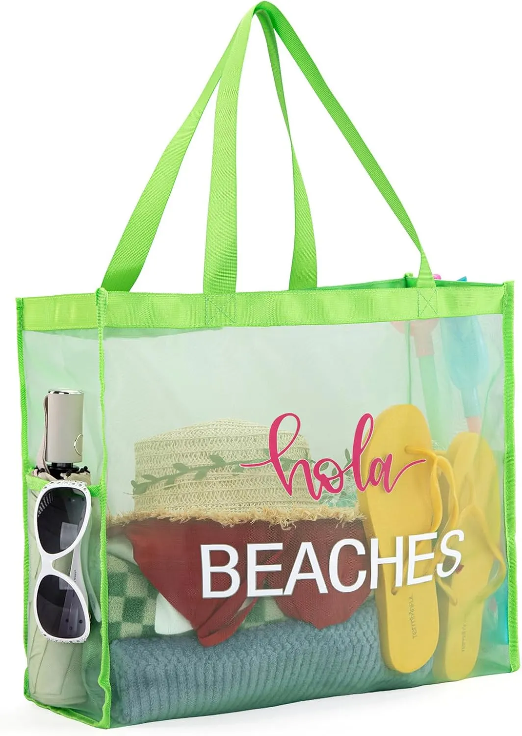 Montana West Large Mesh Beach Tote Bag Net Mesh Pool Bag with Two Pockets