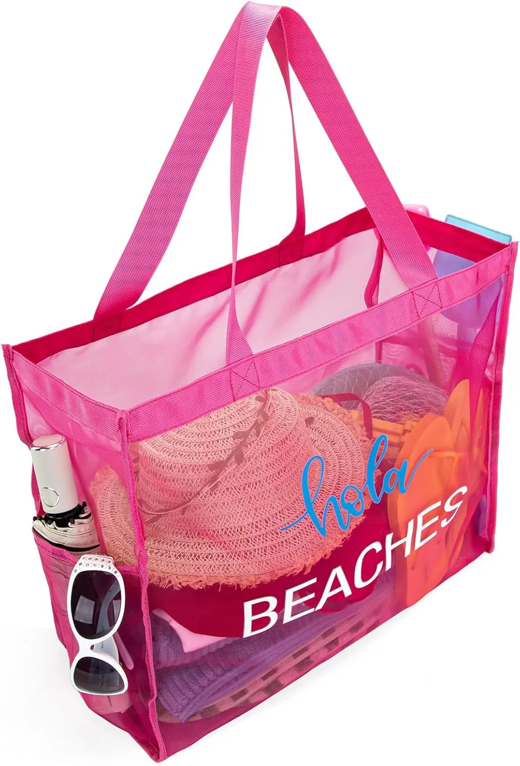 Montana West Large Mesh Beach Tote Bag Net Mesh Pool Bag with Two Pockets