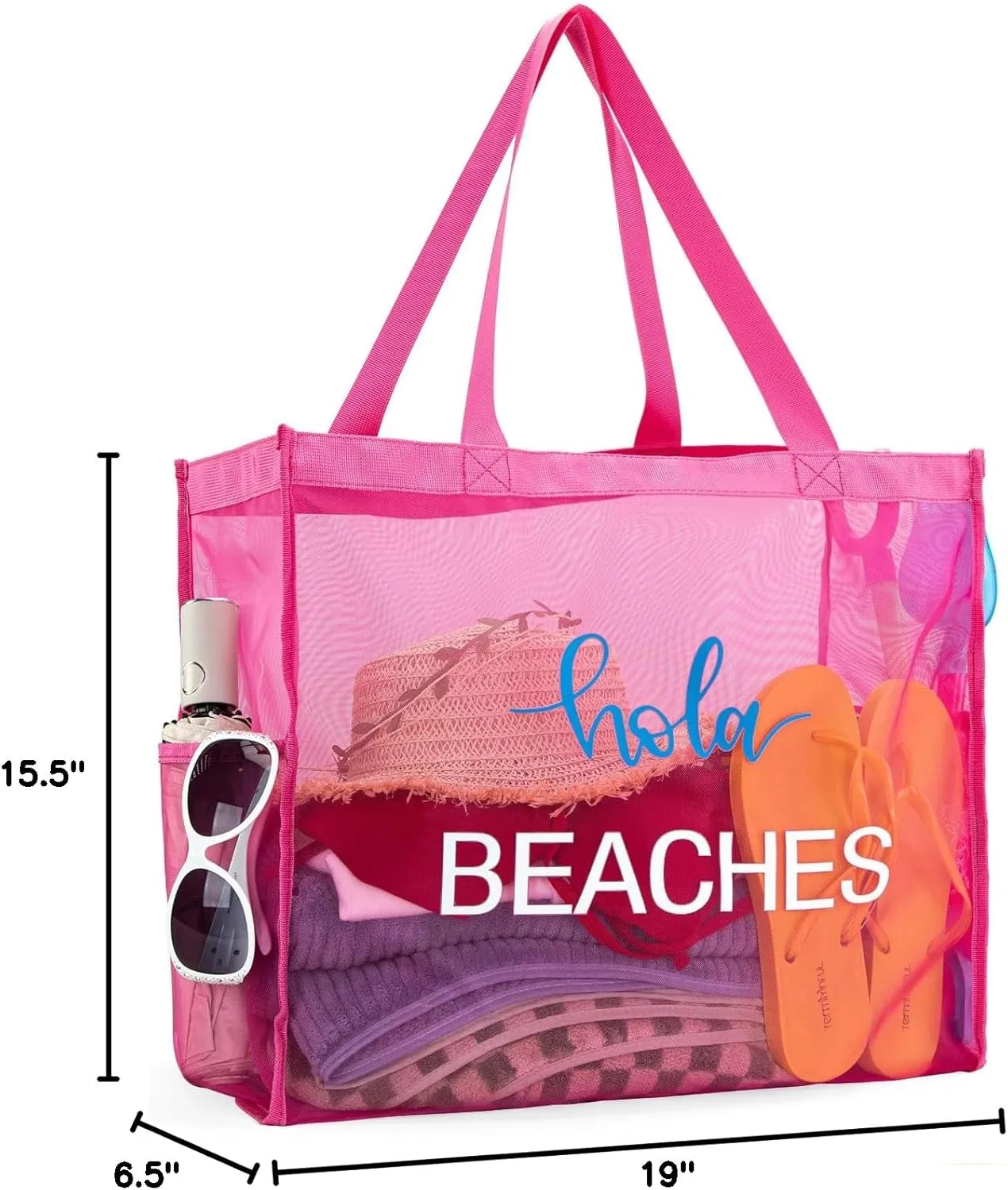 Montana West Large Mesh Beach Tote Bag Net Mesh Pool Bag with Two Pockets