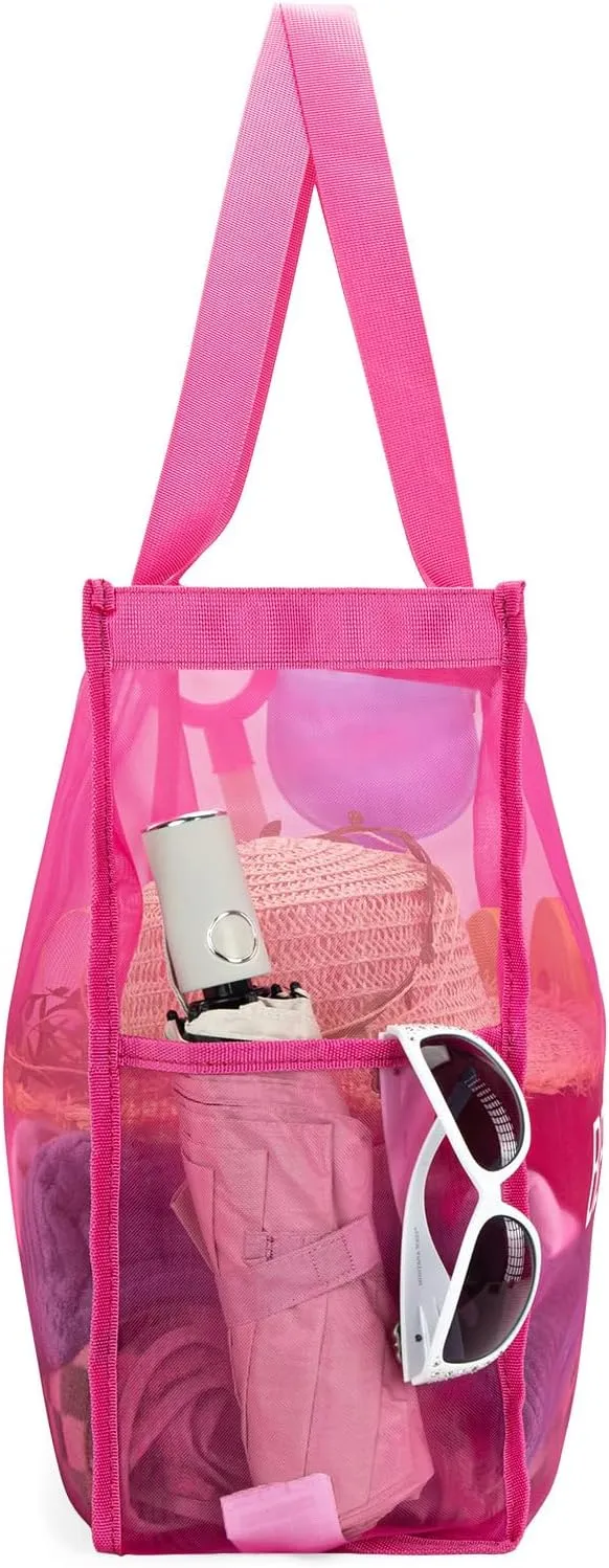 Montana West Large Mesh Beach Tote Bag Net Mesh Pool Bag with Two Pockets