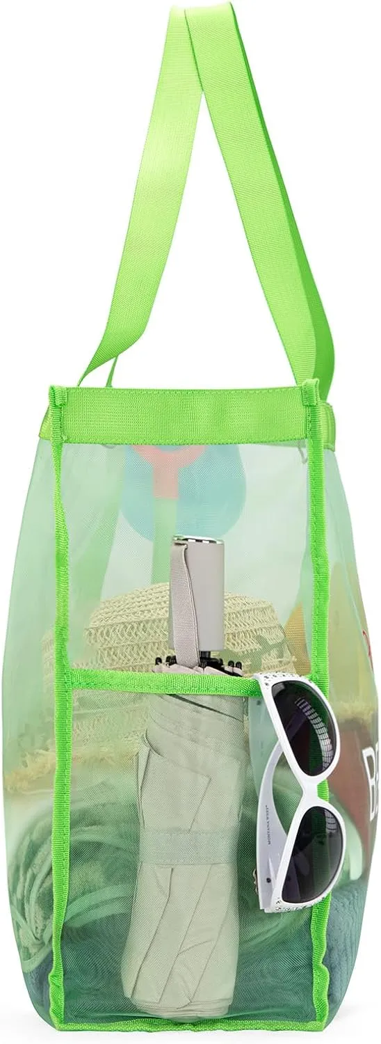 Montana West Large Mesh Beach Tote Bag Net Mesh Pool Bag with Two Pockets