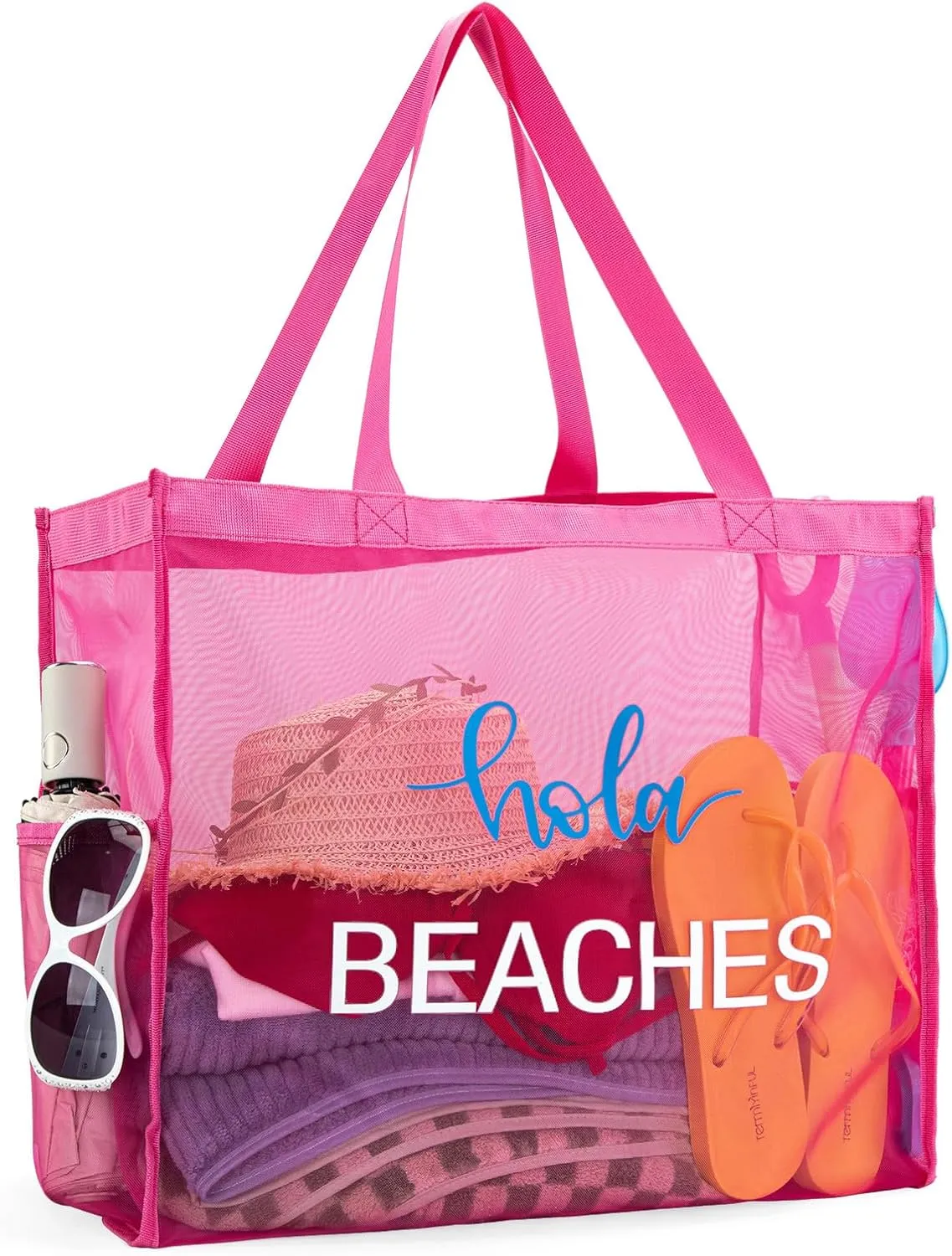 Montana West Large Mesh Beach Tote Bag Net Mesh Pool Bag with Two Pockets