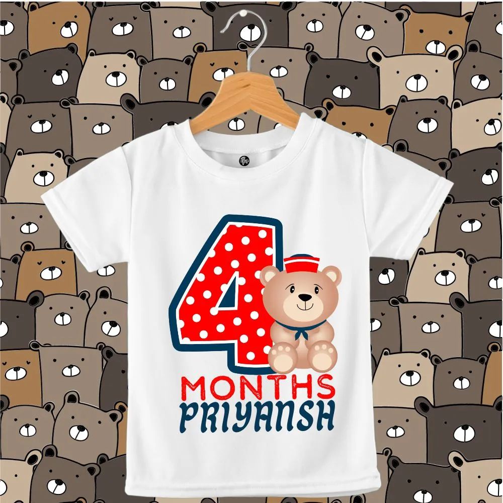 Monthly Birthday T-Shirts | 0-5 Months | Cute Bear with a Polka Number