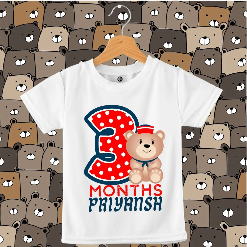 Monthly Birthday T-Shirts | 0-5 Months | Cute Bear with a Polka Number