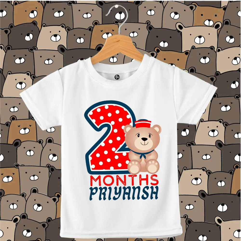 Monthly Birthday T-Shirts | 0-5 Months | Cute Bear with a Polka Number