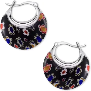 Murano Style Glass Hoop Earrings for Women Trendy Daisy Flower Stainless Steel Dangle Fun Vibrant Colors Teacher Glass Jewelry Unique Birthday Gifts for Women Birthday Anniversary 11.6 Gms