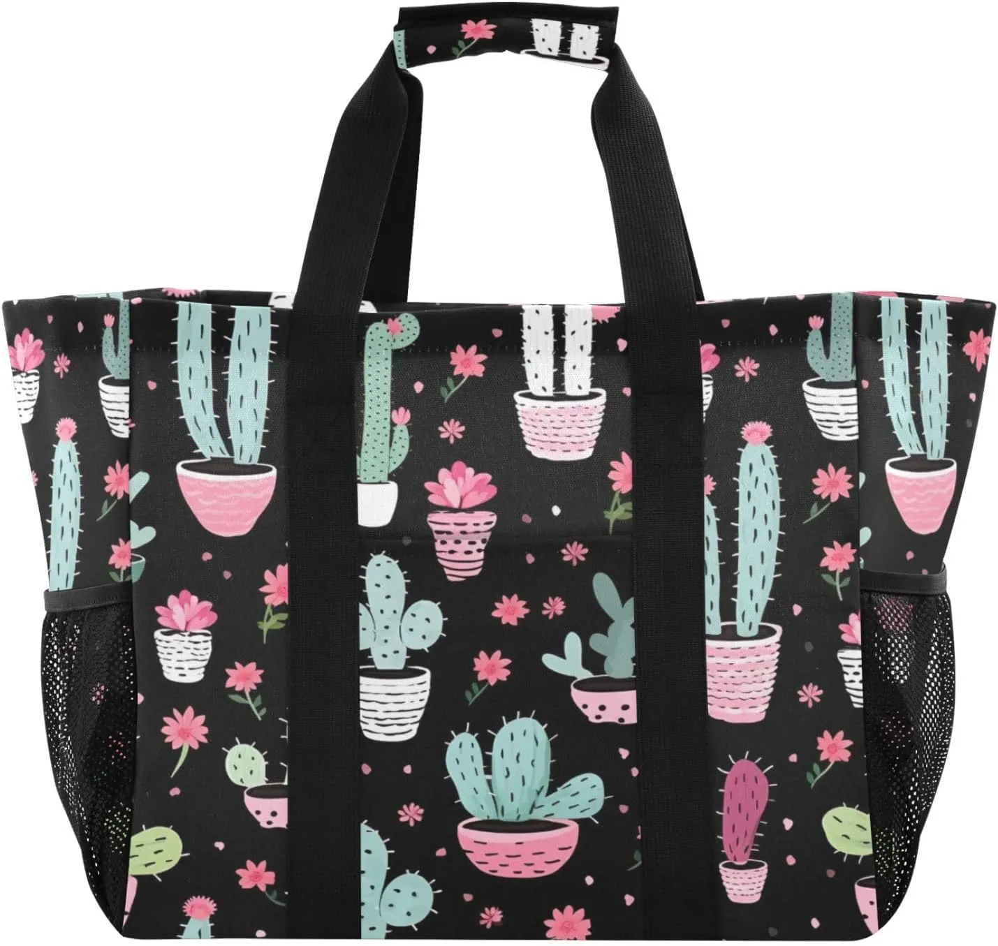 Nander Cute Cactus Foldable Tote Bag Waterproof Sandproof Women Beach Bag Handbag Gym Bag Travel Shopping Bag