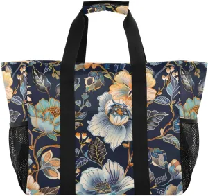 Nander Wild Flower Foldable Tote Bag Waterproof Sandproof Women Beach Bag Handbag Gym Bag
