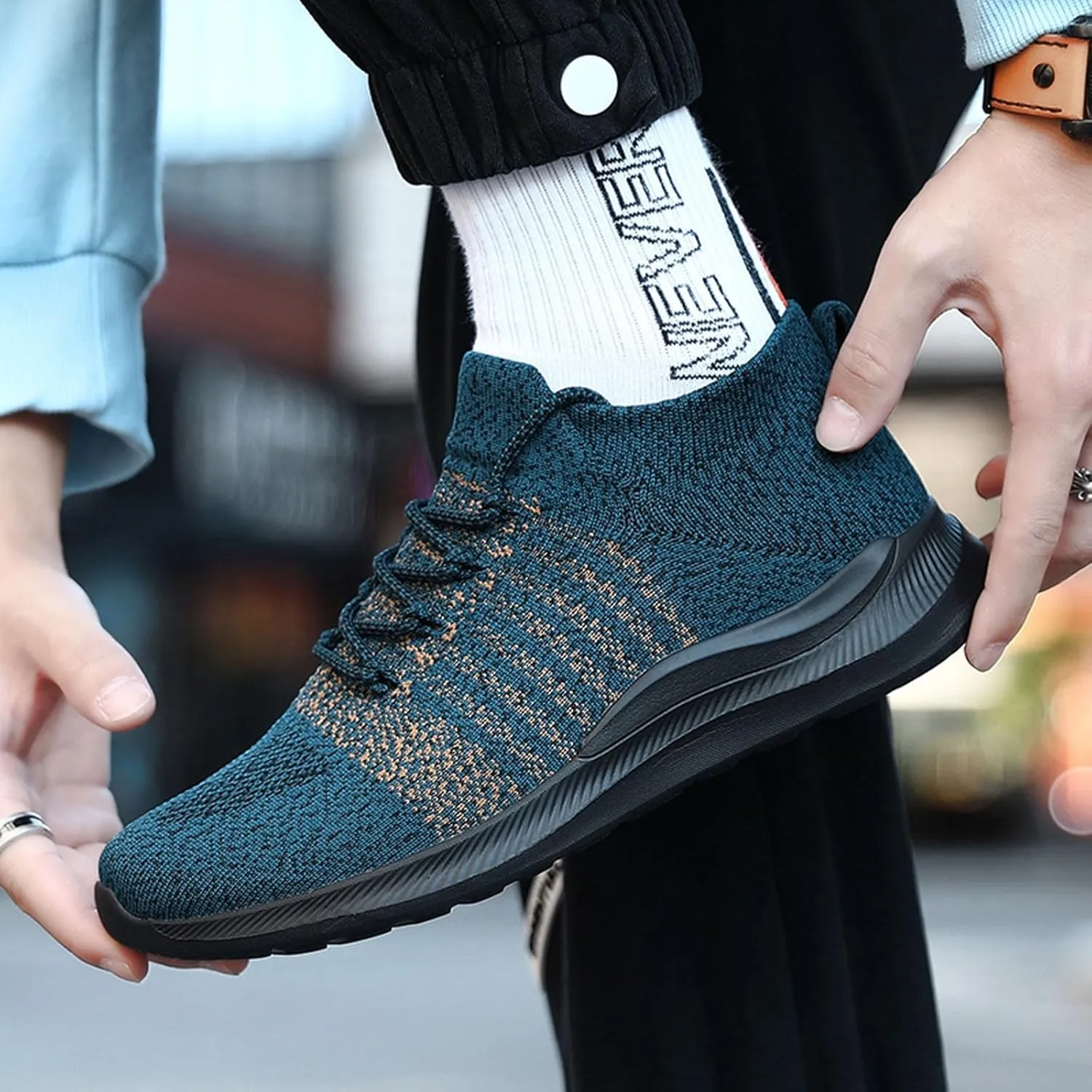 New Oversized Woven Sneakers Sports Casual Couple Hike Shoes Fashionable Airy Lightweight Trendy Mens Sneaker