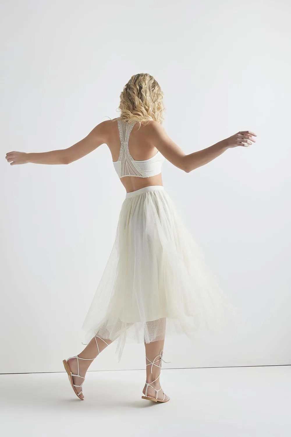noflik Women's Tulle Mesh Ruffle Skirts A Line Tiered Layered Ruffle Tulle Mesh Tutu Long Maxi