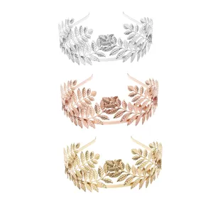 NOLITOY 3pcs Elegant Leaf Shape Hair Hoops for Women Creative Bridal Crown Headwraps Gold Silver and Accessories for Weddings Parties and Special Occasions