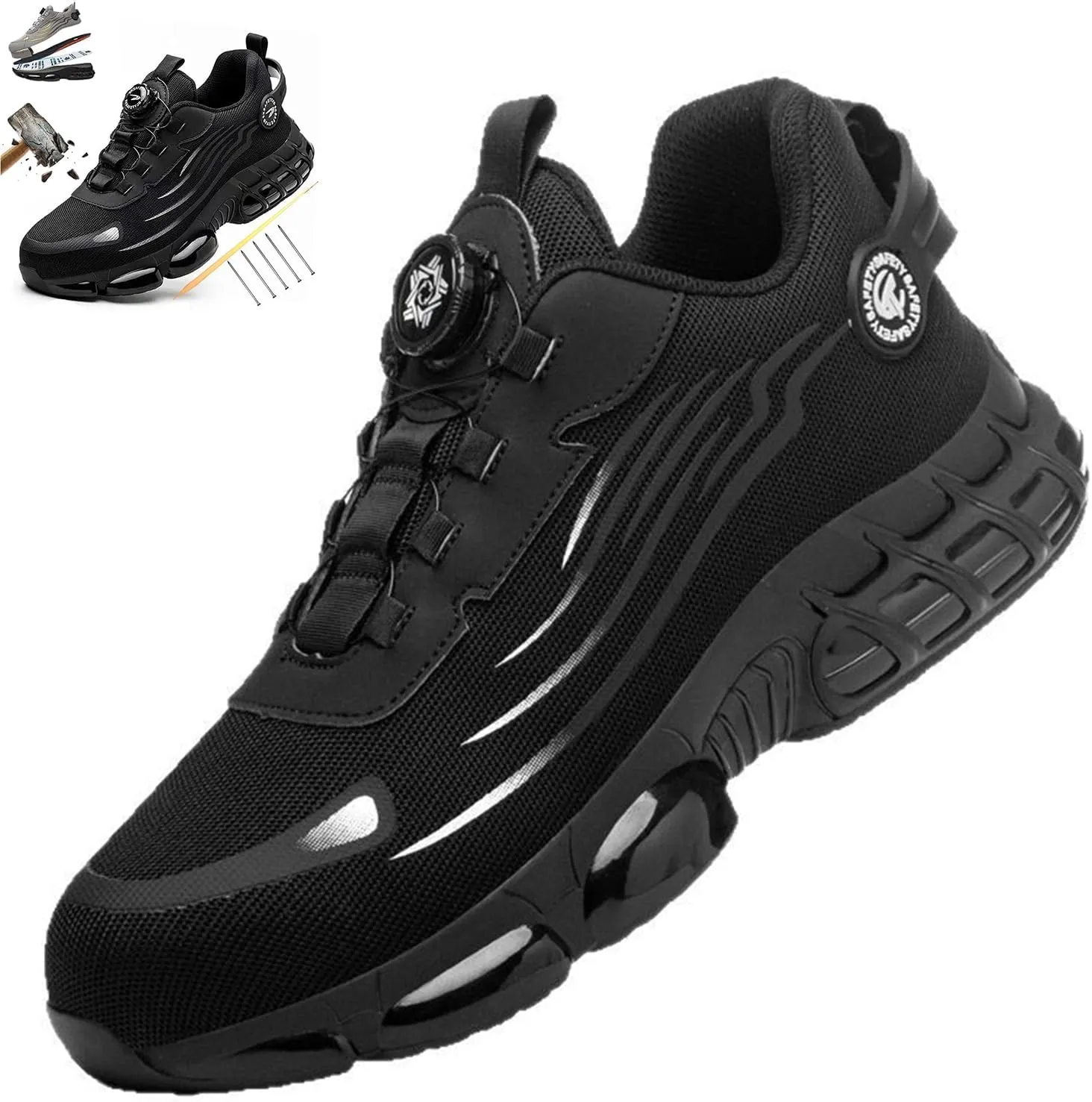 Noozier Safety Shoes Mens Steel Toe, Noozier Slip on Comfortable Lightweight Healthy & Non-Slip Work Wide, Safety Air Cushioned Sneakes for Women/Men