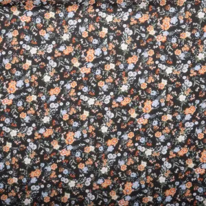 Novelty  Polyester Print - Baby flowers - Black / Blue
