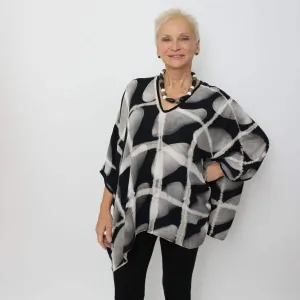 Oblong Polka Dots on a Grid Rayon Top