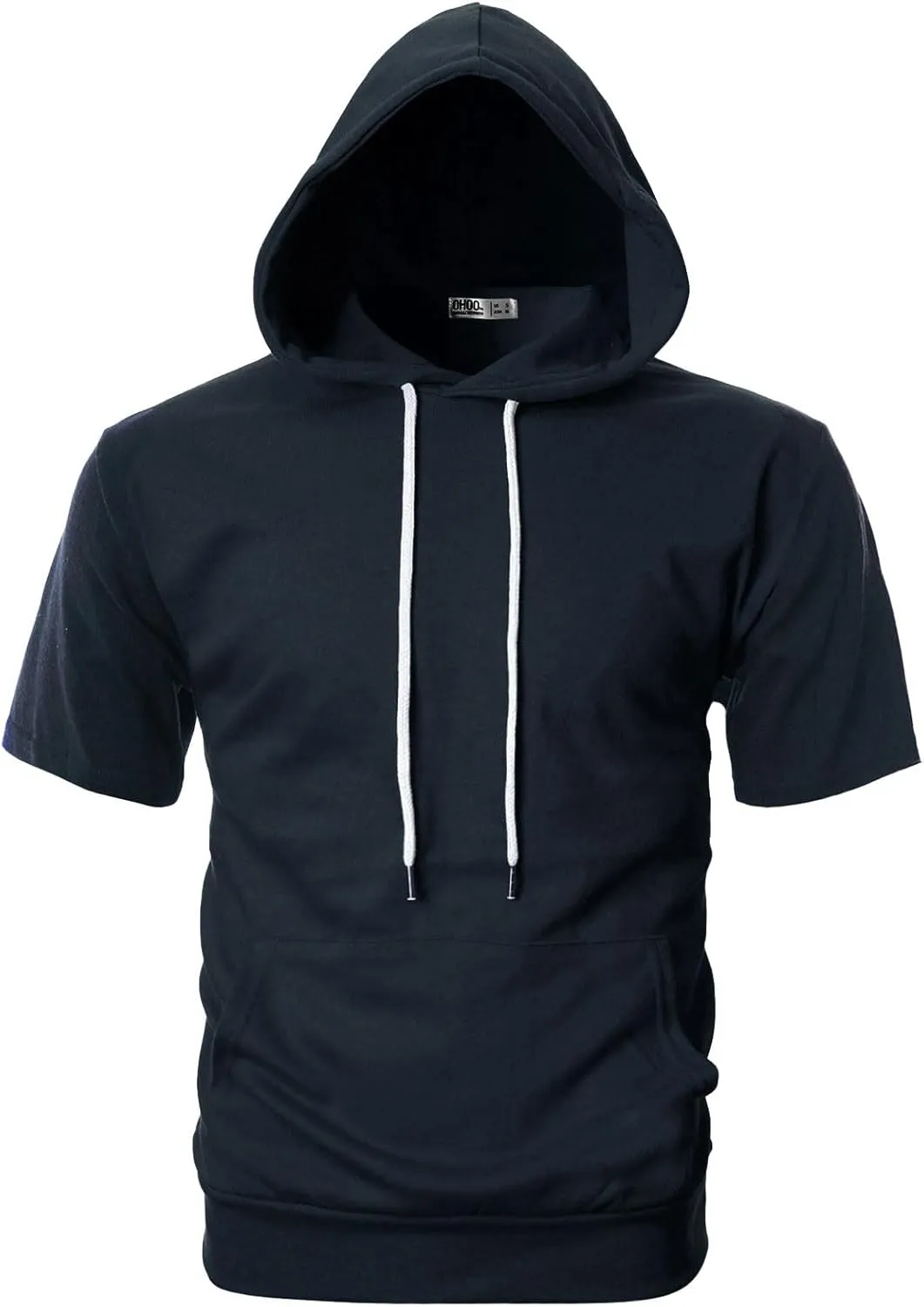 Ohoo Men's Short Sleeve Hoodie Pullover Slim Fit Lightweight Summer Hooded Sweatshirt