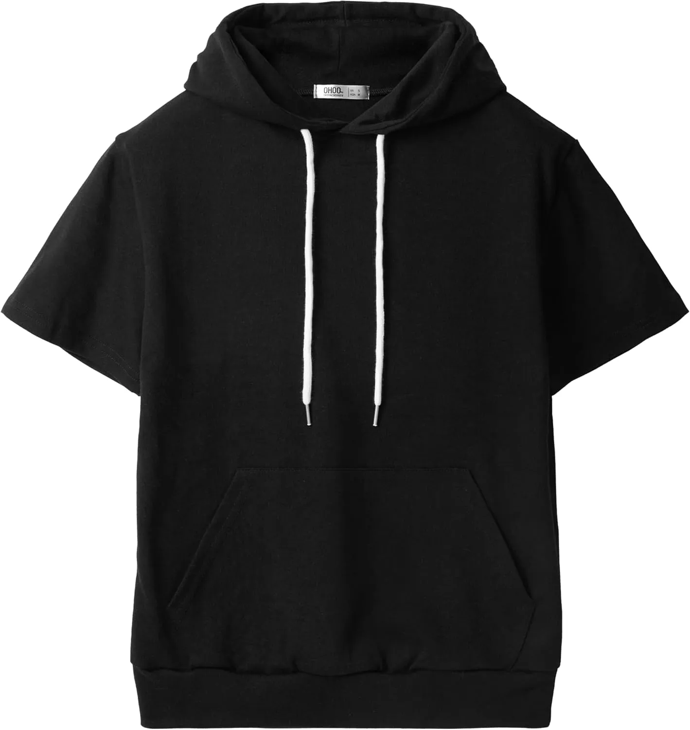 Ohoo Men's Short Sleeve Hoodie Pullover Slim Fit Lightweight Summer Hooded Sweatshirt
