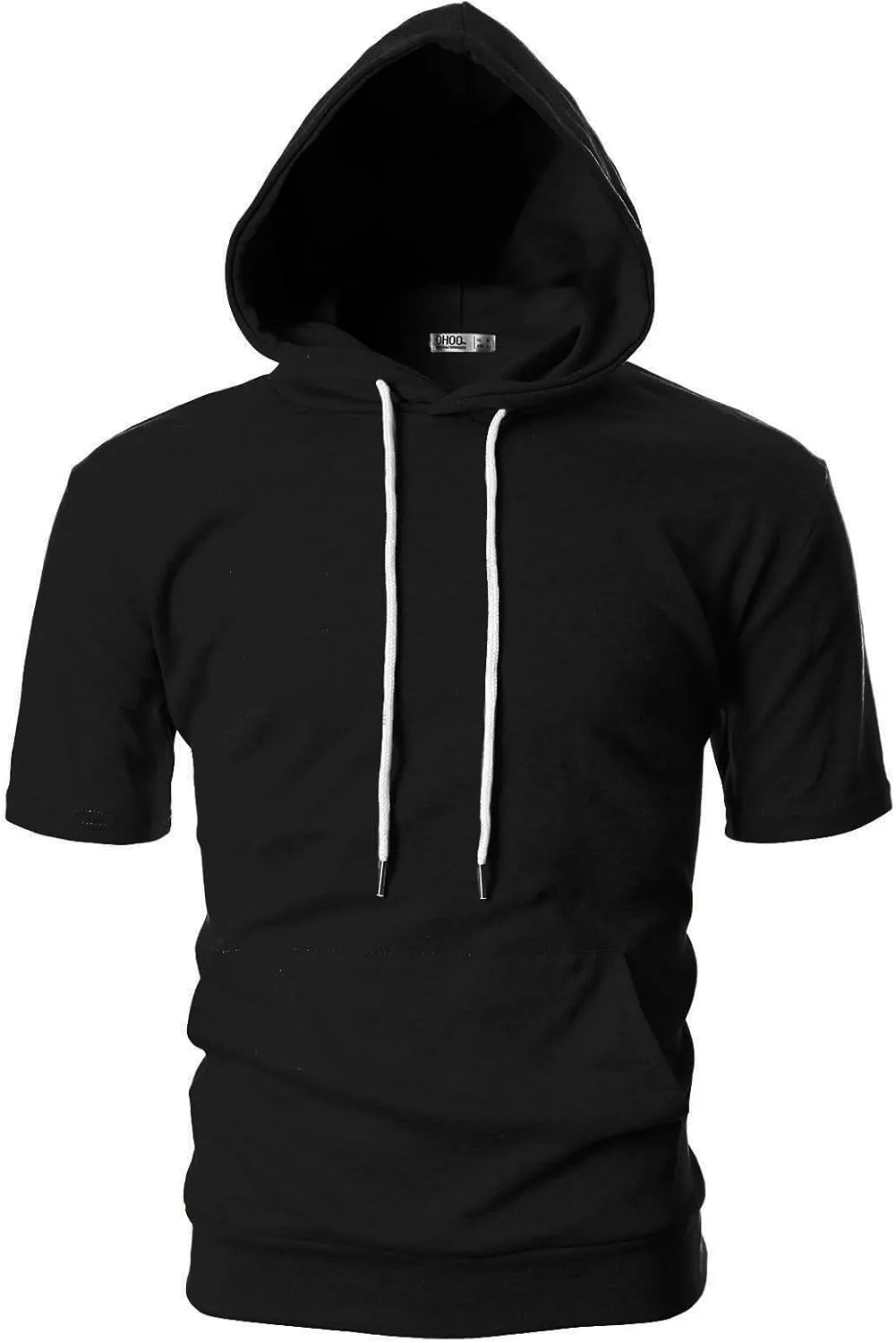 Ohoo Men's Short Sleeve Hoodie Pullover Slim Fit Lightweight Summer Hooded Sweatshirt