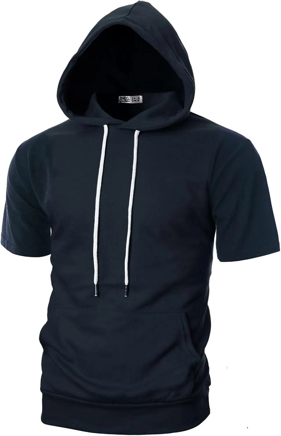 Ohoo Men's Short Sleeve Hoodie Pullover Slim Fit Lightweight Summer Hooded Sweatshirt