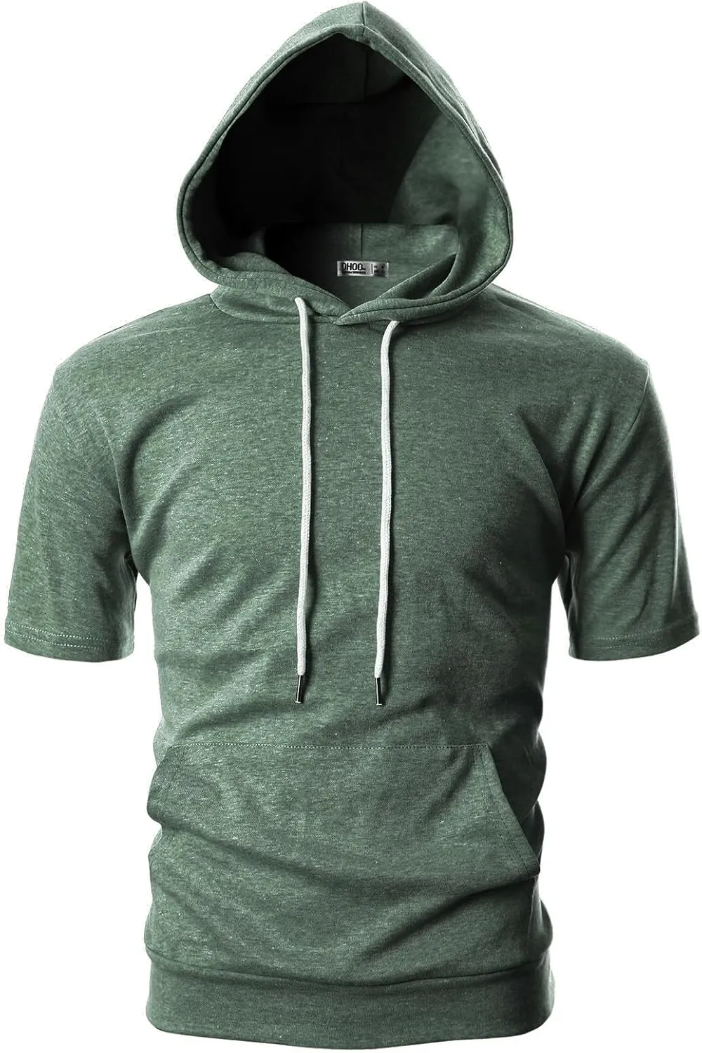 Ohoo Men's Short Sleeve Hoodie Pullover Slim Fit Lightweight Summer Hooded Sweatshirt