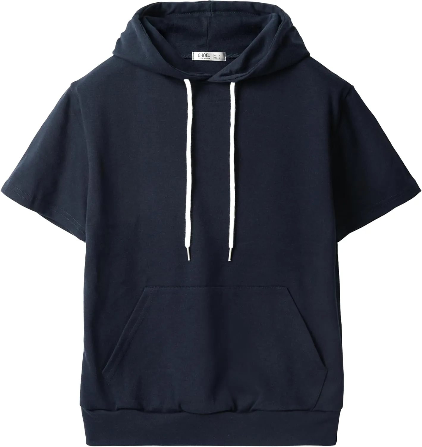 Ohoo Men's Short Sleeve Hoodie Pullover Slim Fit Lightweight Summer Hooded Sweatshirt