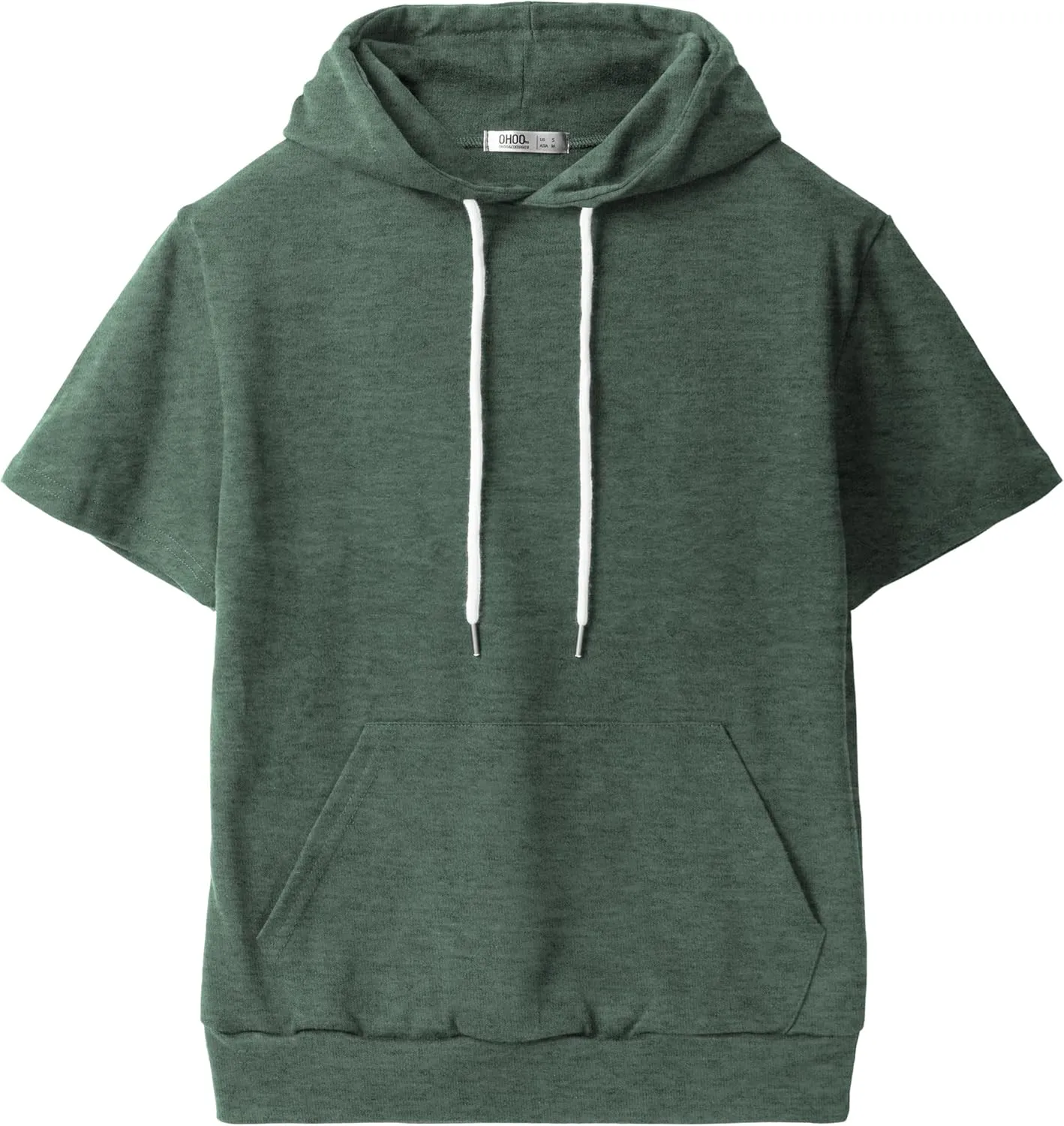 Ohoo Men's Short Sleeve Hoodie Pullover Slim Fit Lightweight Summer Hooded Sweatshirt