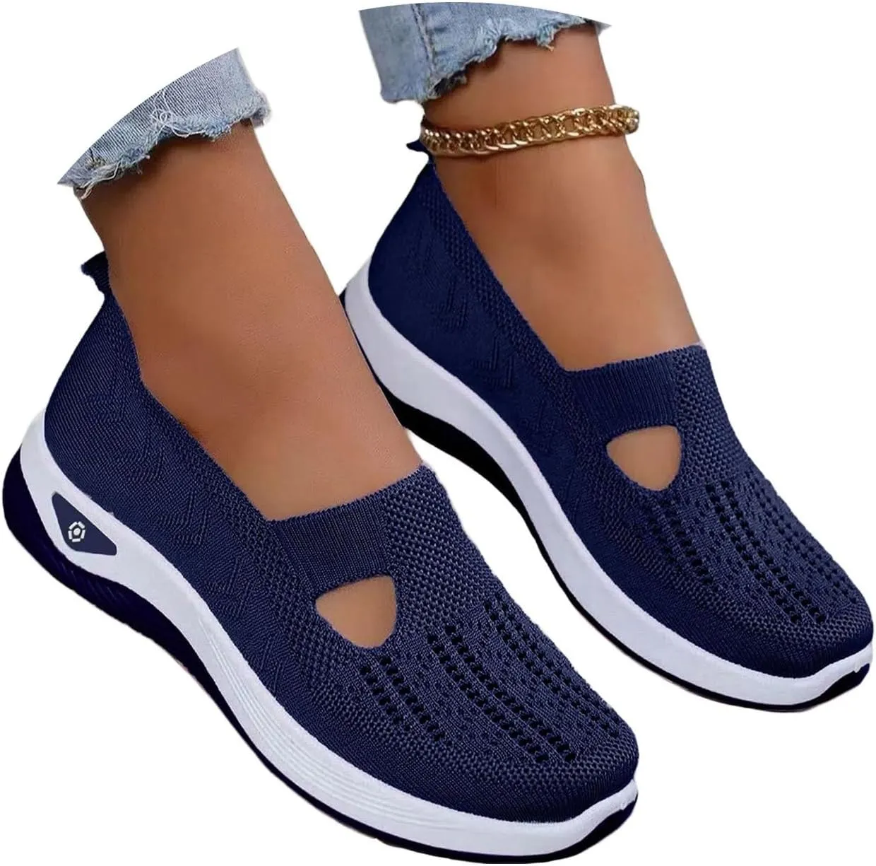 Orthowalk Womens Shoes Woven Arch Support Slip-On Sneakers Breathable Soft Indoor Outdoor Casual Walking Anti-Skid Sport Shoe